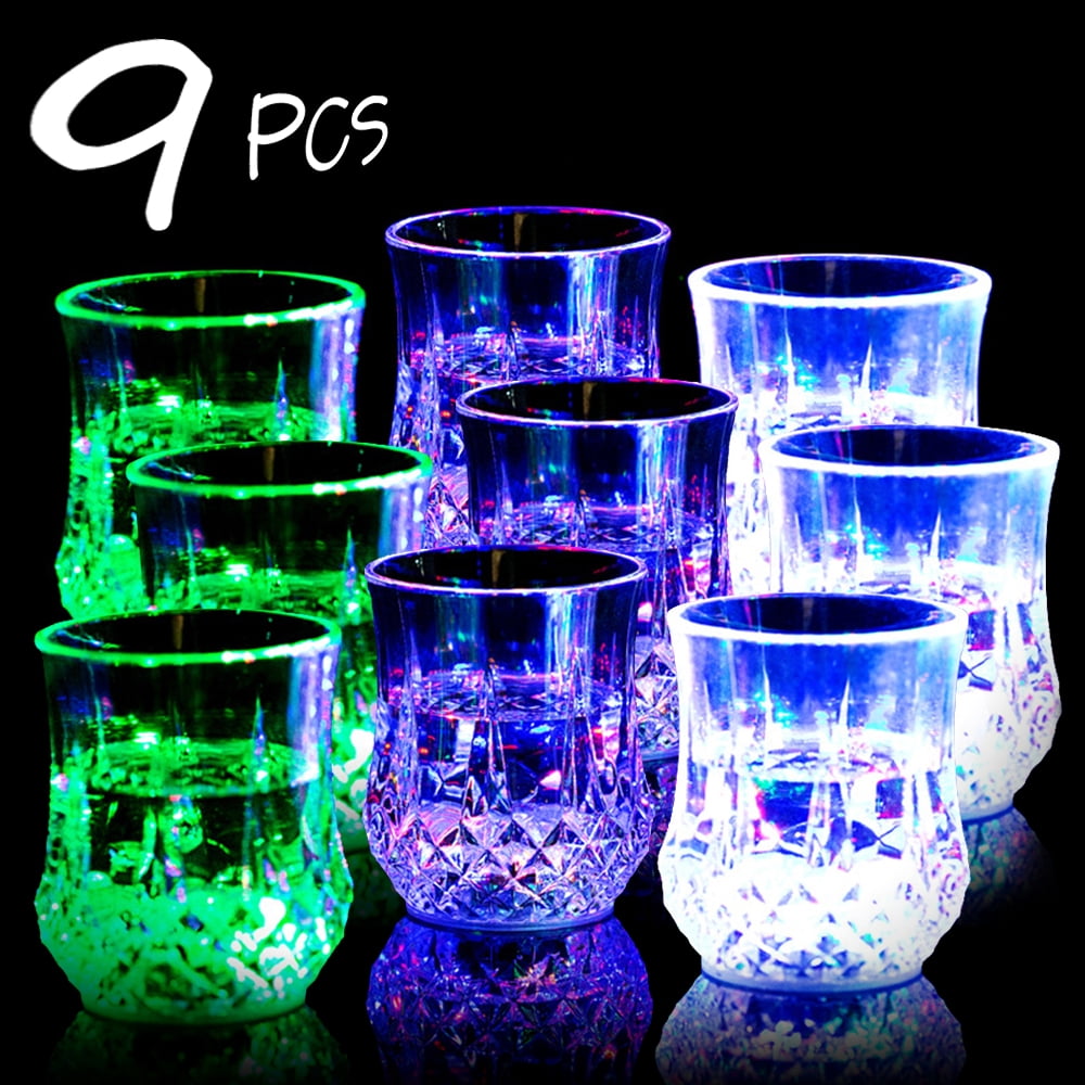 Bar Glasses Funny Cup,IClover [9 PCS] Water Activated Colorful Flashing