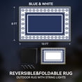 thumbnail image 3 of SIXHOME 8'x10' Feet Waterproof Outdoor Rug with LED Strip Lights - Reversible Blue & White Plastic Patio Mat, Non-Slip Durable Moroccan Geometric Design for Camping, RV, Balcony, Porch, Picnic, 3 of 7