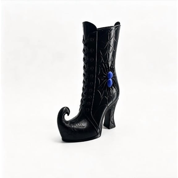 2026 Halloween Party Supplies Gothic Witch Boot Vase Printed Halloween Centerpiece Decorative Flower For Fireplace Table Home Party Artificial Floral Display PETG Resin