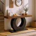 thumbnail image 5 of GVN Console Table, Entryway Table, Modern Wooden Console Table with Circular Metal Base, Entryway Sofa Side Table, 5 of 7