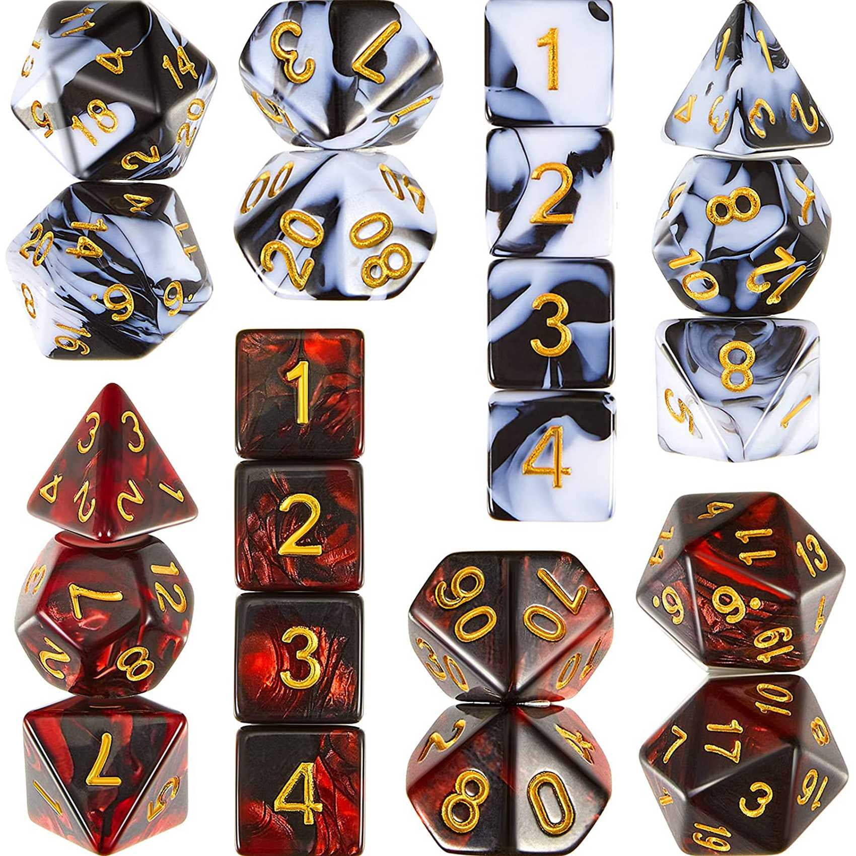 2 Set 11 Dice Set Polyhedral Dice Set Multisided Dice Set Smooth Touch with Drawstring Bag for