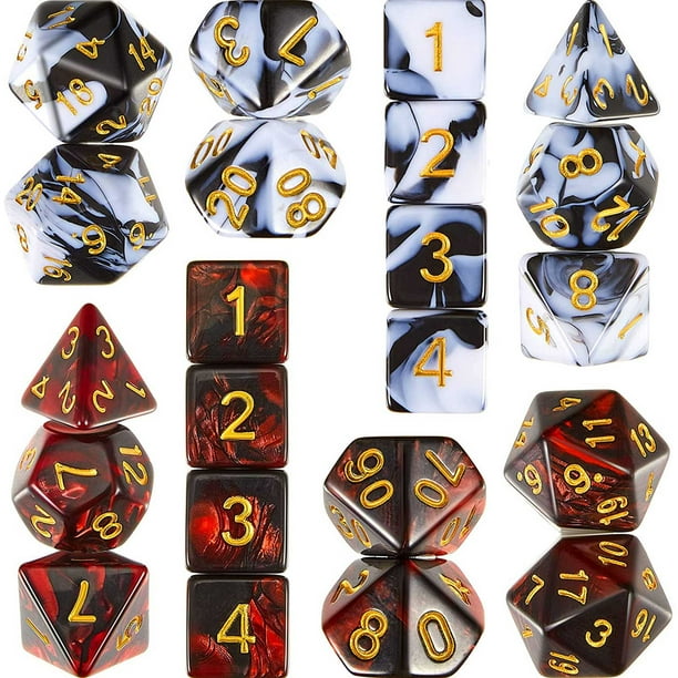 2 Set 11 Dice Set Polyhedral Dice Set Multisided Dice Set Smooth Touch with Drawstring Bag for