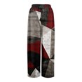thumbnail image 5 of Women’s Loose Fit Geometric Print Wide Leg Pants with Elastic Drawstring Waist and Functional Pockets for Summer Casual Wear Wine 2XL, 5 of 8