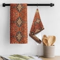 thumbnail image 3 of Brown Red Kitchen Towel Dish Cloths Set of 2, Microfiber Soft Kitchen Hand Towels, Vintage Boho Ethnic Geometric Abstract Art Absorbent Quick Drying Dishcloths 18 x 28 Inches, 3 of 8