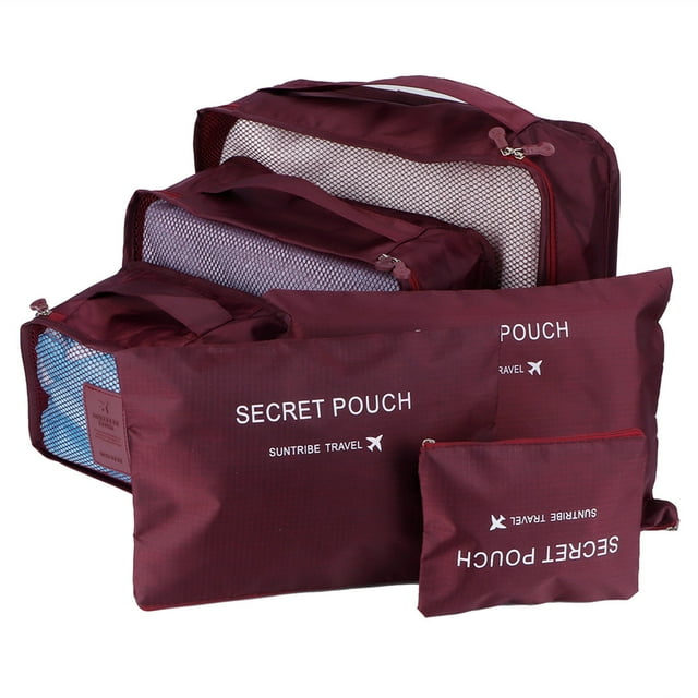 unids/set bolsa de almacenamiento bolsa de clasificación de ropa maleta de equipaje organizador de embalaje para viajes rojo vino
