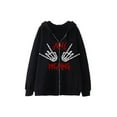 thumbnail image 1 of Abrigo con capucha Sunloudy para adultos, chaquetas con bolsillos con cremallera y estampado de hueso de mano/corazón/esqueleto/alambre de manga largxteriores informales de estilo callejero Sunloudy  moda, 1 of 9