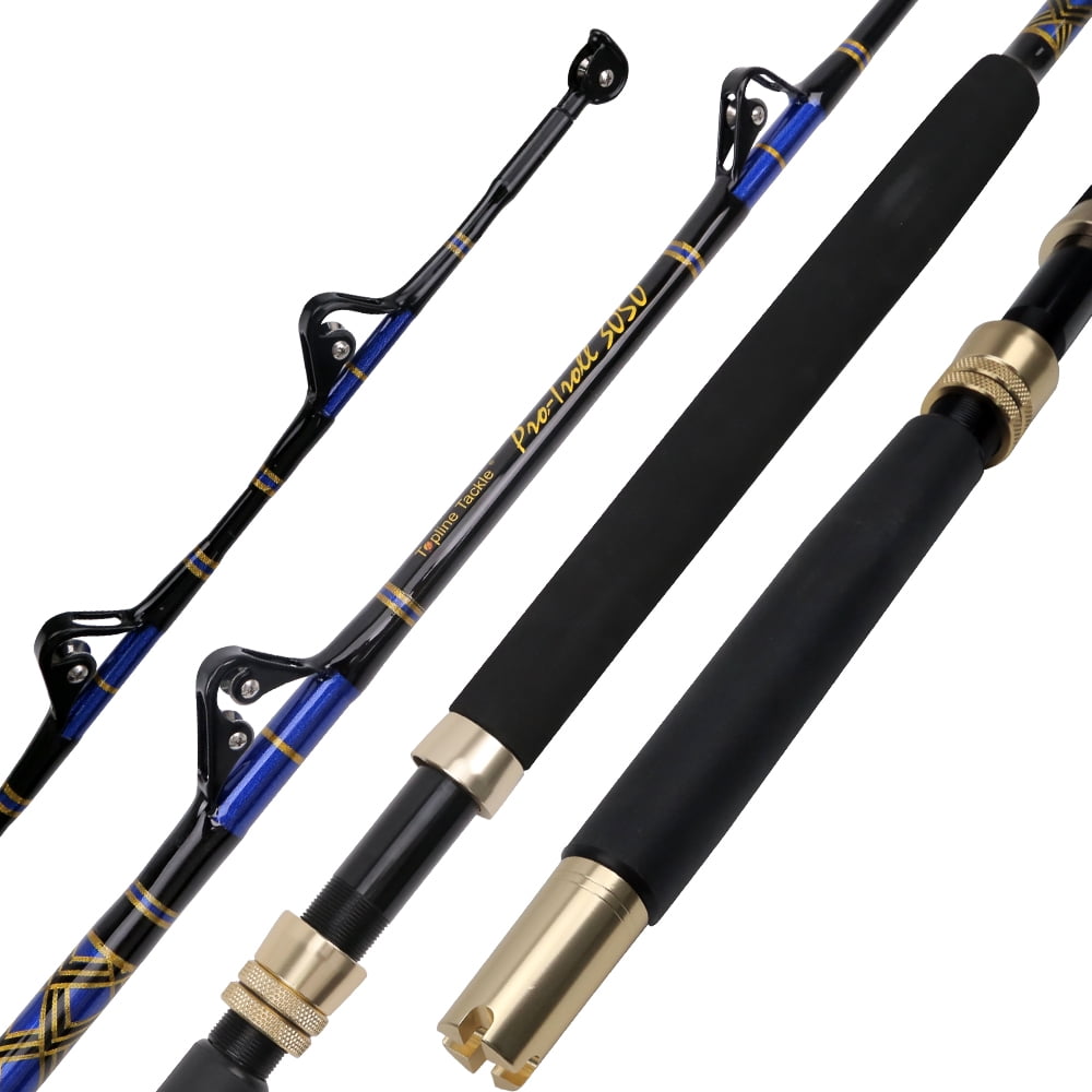 Topline Tackle Big Game Trolling Rod Straight Butt Deep Sea Saltwater  Conventional Boat Fishing Pole with Roller Guides