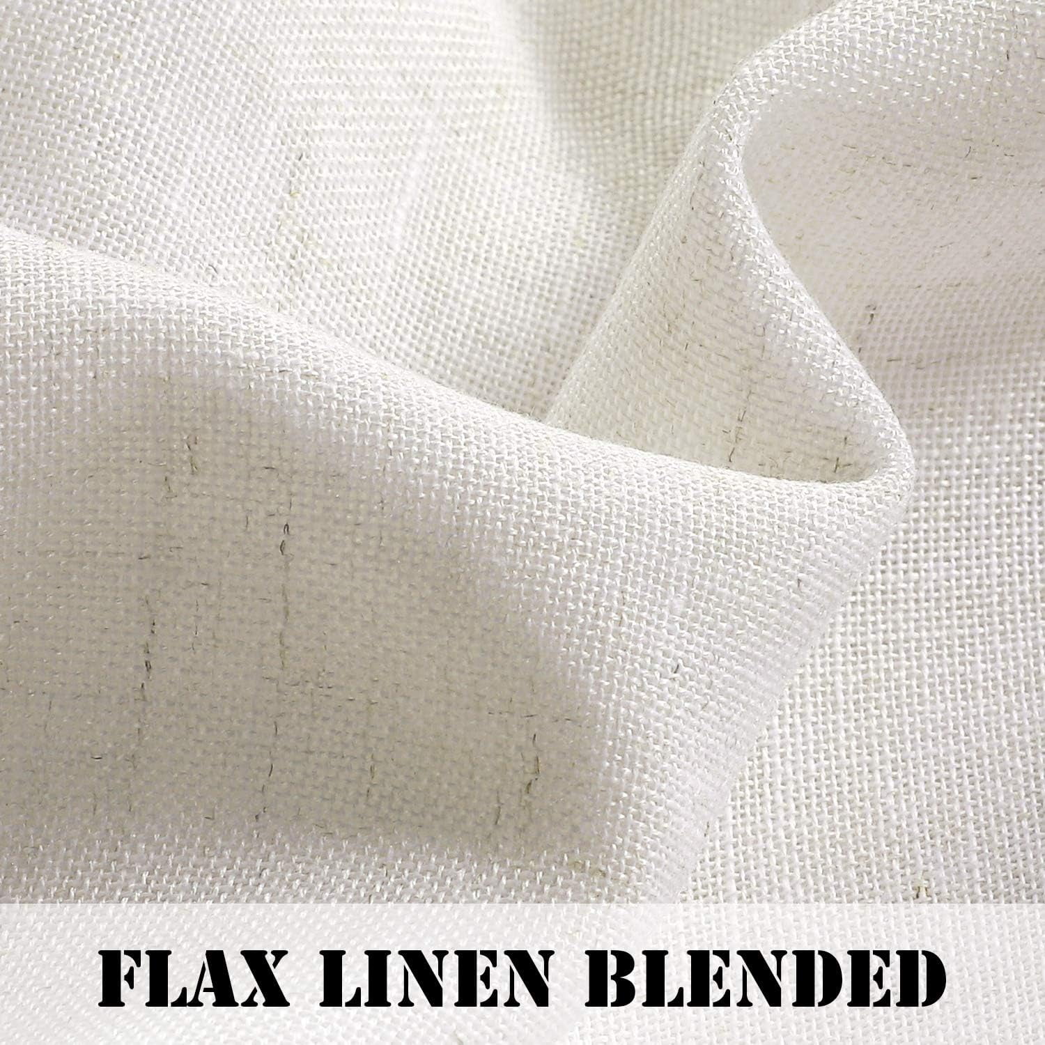 PrimeBeau Natural Linen Texture Semi Sheer Privacy Window Panels, 52" W x 63" L, Ivory