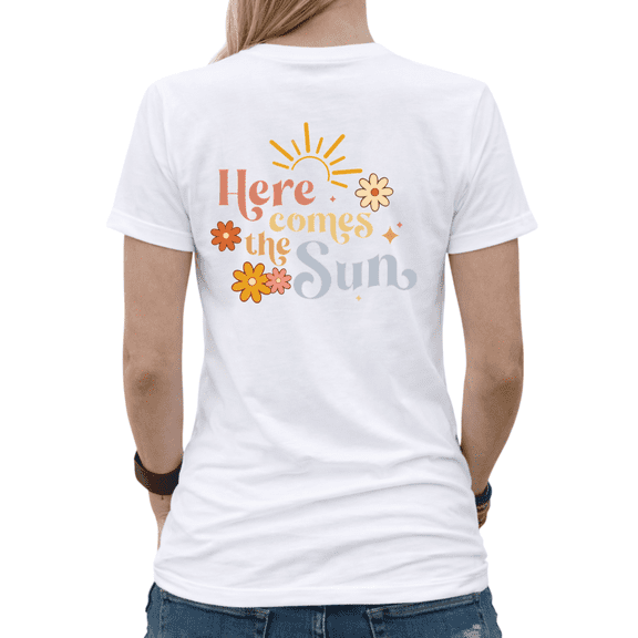Giffimy Here Comes The Sun Womens Print Tshirt Graphic Tees White/Black S-5XL Tops