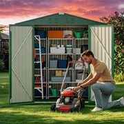 6 x 4 Outdoor Storage Shed with Lockable Door, Aiho Metal Garden Shed, House Storage Sheds Outdoor for Backyard, Garden & Patio Organization - Green