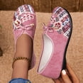 thumbnail image 2 of Floral Embroidered Dress Shoes for Women Comfortable Wide Toe Box Loafers Lightweight Canvas Casual Mary Jane Ballet Flat Pink Size 8.5, 2 of 6