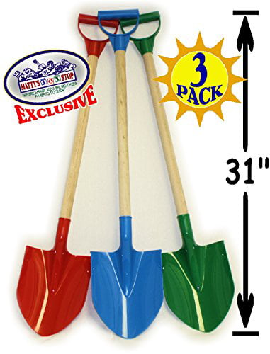 Mattys Toy Stop 7.5 Plastic Sand Sifter Shovels for Kids 4 Pack Red, Blue, Green & Yellow Complete Gift Set Party Bundle 