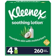 Angle View: Kleenex Soothing Lotion Facial Tissues, 4 Cube Boxes (260 Total Tissues)