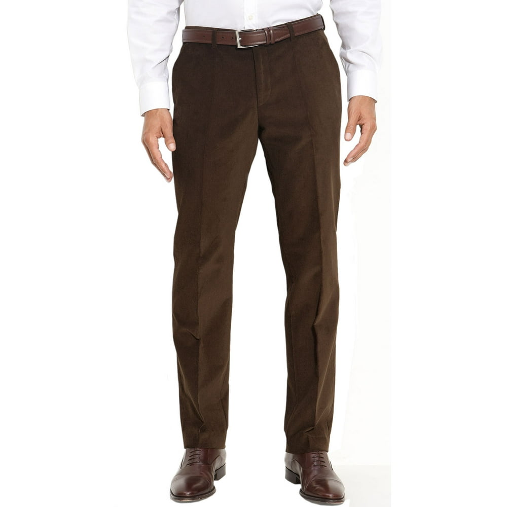 Ralph Lauren - RALPH LAUREN Mens Dark Brown Corduroy Pants Flat Front ...