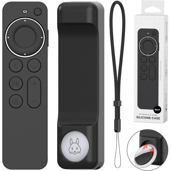 Funda de Silicona Compatible con Apple TV 4K 2021 2022, Funda Protectora Control Apple TV 2 en 1 Airtag Compatible con Siri Remote de 3.ª y 2.ª generación, Viene con cordón