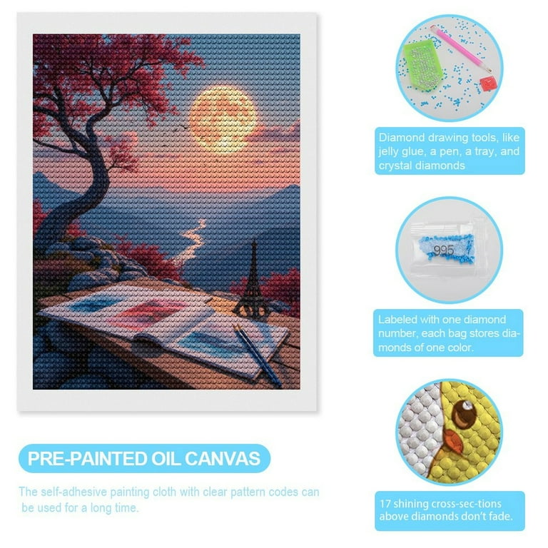 Diamond Art Kit for Adults, Sunset River Painting Dream Vista