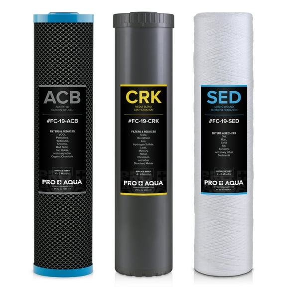 PRO AQUA ELITE GEN2 Replacement Filter Set, Whole House Heavy Metals Well Water - Sediment, KDF/Blend, Carbon Infused