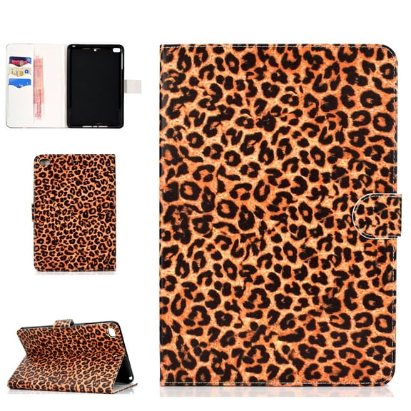 iPad Mini Stand Case, iPad Mini 4 3 2 1 Case, Allytech Pretty Pattern Smart Book Style Folio Wallet Cover with Auto Wake Sleep Feature for 7.9-inch iPad Mini 4 3 2 1 Tablet, Yellow Leopard Print