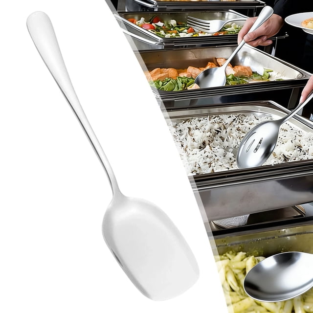 Stainless Steel Communal Cutlery Set with Spatula – Souew 8.7x2.4 Inch Serving Utensils Set for Hotel Banquet Home Restaurant, Spatula Included