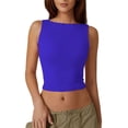 thumbnail image 3 of Women Summer Backless Tank Tops Spring Casual Basic Cute 2026 Sleeveless Shirt Vacation Outfit Royal Blue 120 XL, 3 of 7