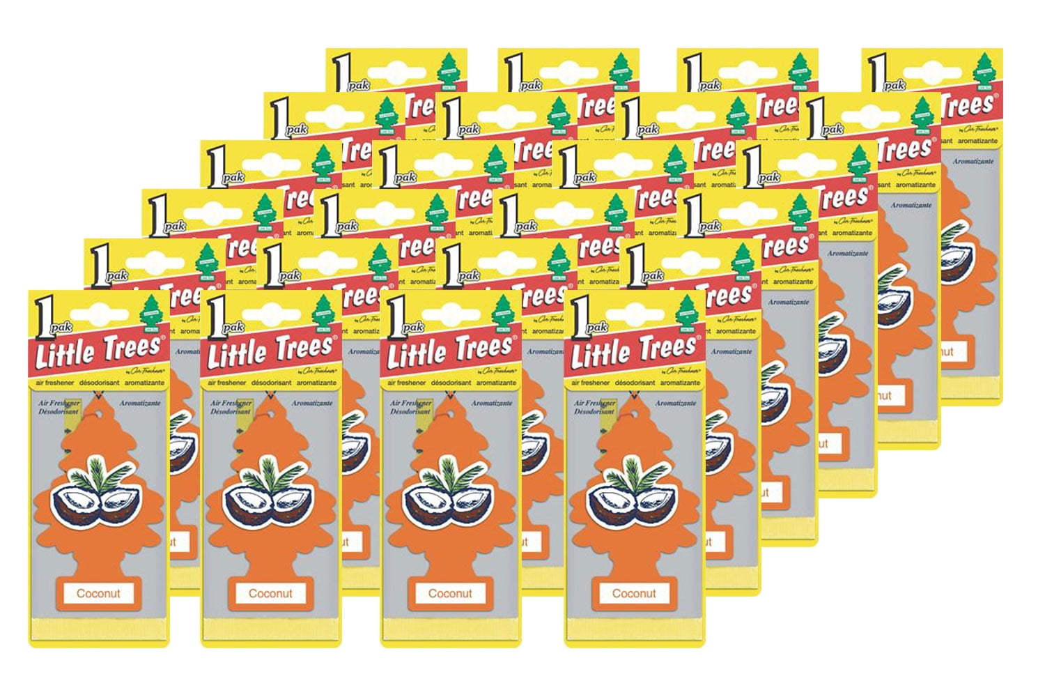 Little Trees Hanging Car and Home Air Freshener, Coconut Scent (Pack of 24)