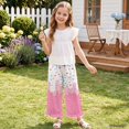 thumbnail image 3 of COEQINE Girls Wide Leg Ruffle Pants High Waisted Palazzo Pants with Pockets Flowy Trousers Comfy Fall Outfits for 5-6 Years Little Girls, Drip Ice Cream Pink, 3 of 8