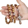 thumbnail image 4 of Religious Wooden Antique Cross Rosary Pendant Necklaces Jesus Saint Benedict Beaded Necklace For Men Women Jewelry Gifts Collar, 4 of 5