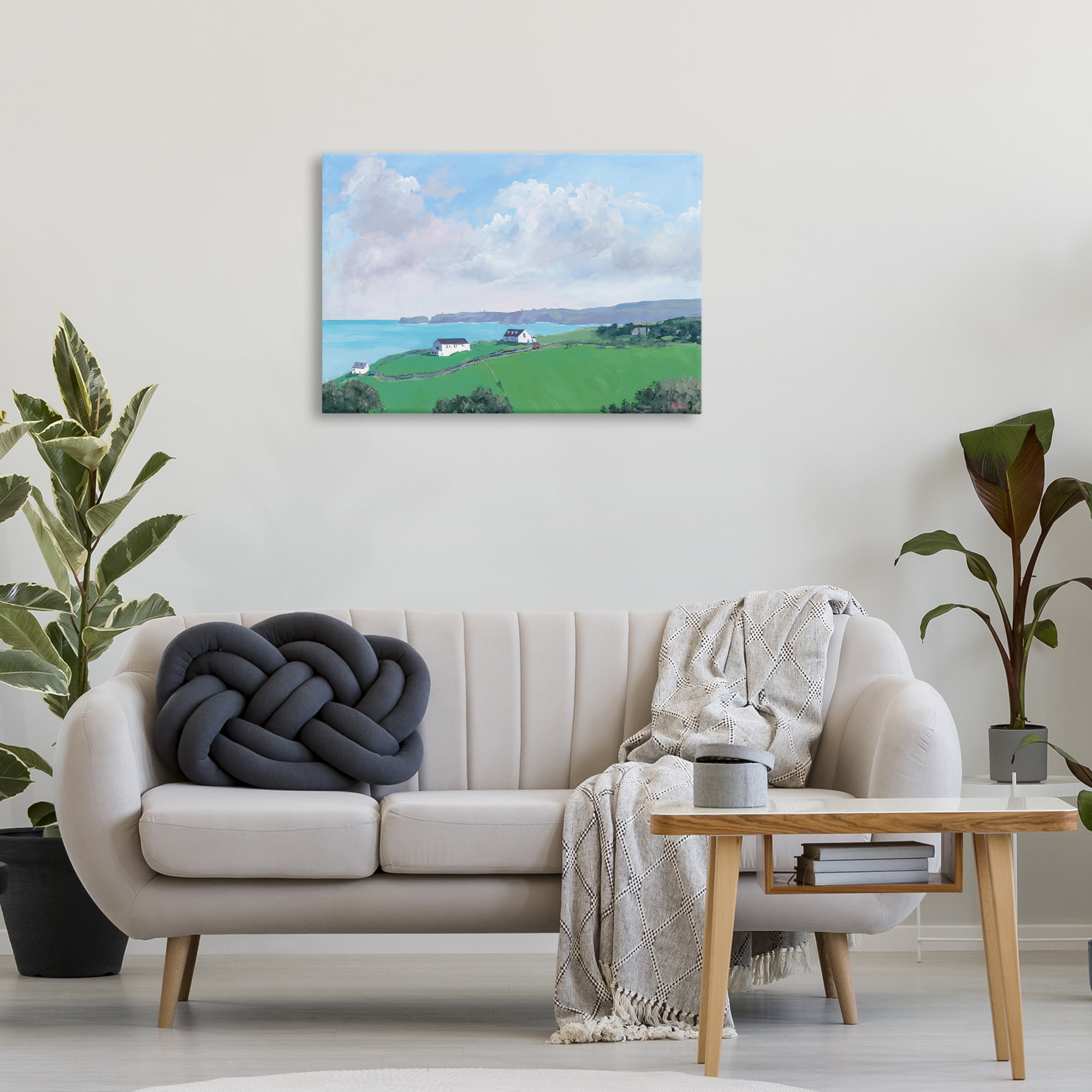 Stupell Industries Coastal Farm Houses Landscape Painting Gallery Wrapped Canvas Art Print Wall Art, 30 x 20