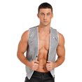 thumbnail image 4 of ZDHoor Mens Shiny Sequins Gentleman Suit Vest Jazz Hip-Hop Dance Costume Jacket Waistcoat Silver XXL, 4 of 7