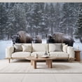 thumbnail image 2 of Wallpaper Bison Herd Snow Peel and Stick Wall Murals 69"H x 96"W Removable PVC Wall Paper Self-Adhesive Wall Paintings Art Decor for Bedroom Living Room, 2 of 7