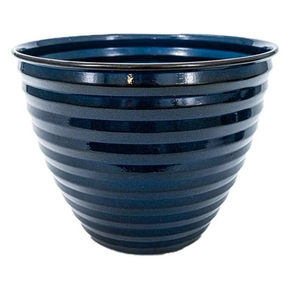 Ironstone Planter – 14-Inch Decorative Metal Plant Pot, Avondale Collection, Midnight Sapphire