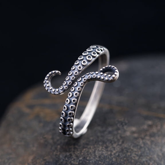 Womens Octopus Ring Adjustable Opening Antique Finish Alloy Fashion Ring Animal Modeling Personality Creativity Cell
