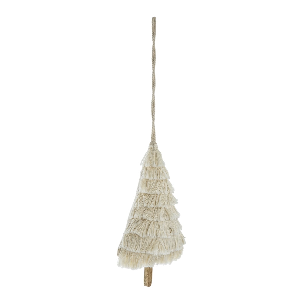 Boho Farmhouse Cotton Christmas Tree Ornament 7.5 Inch Tassel Design Scandinavian Holiday Decor