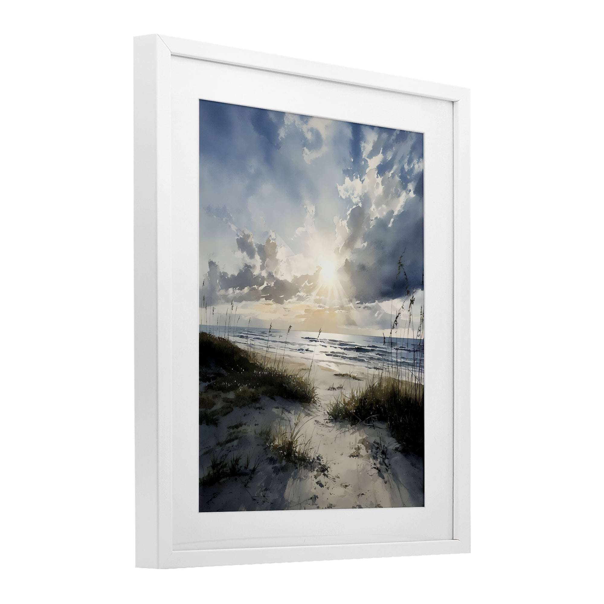 Stupell Industries Sunshine On The Beach White Framed Print Under Glass, design by Franklyn Gregory
