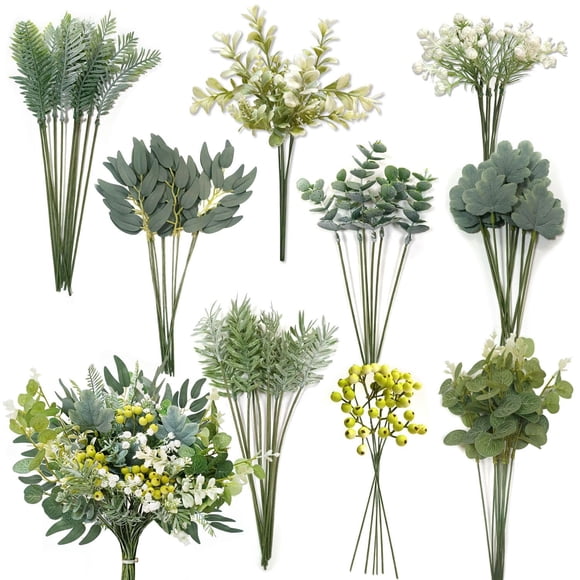 OrgMemory 78Pcs Faux Flowers, Artificial Greenery Stems, Greenery for Centerpieces for DIY Bridal Bouquets Wedding Floral Arrangement Table Centerpie