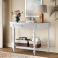 thumbnail image 3 of Atumcto Half Moon Console Table with Drawer and Shelf, Fluted Entryway Sofa Table with Roman Column Legs for Hallway and Living Room, White, 3 of 10