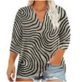 thumbnail image 2 of Womens Blouses 3/4 Sleeve V-Neck Printed Plus Size Casual Blouse Top Khaki XXS,Tops for Women, 2 of 3