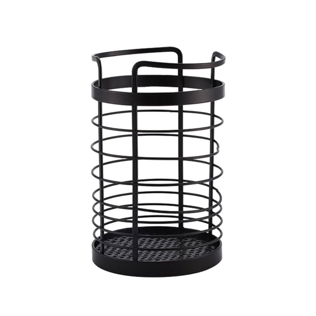 Injueey Estante negro para utensilios que ahorra espacio Fácil de instalar y mantener Durable Fácil acceso Metal Elegante Organizadores de utensilios de cocina