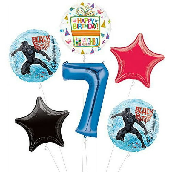 Black Panther 7th Birthday Party Supplies Balloon Bouquet Decorations