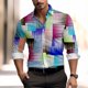 thumbnail image 1 of Camiseta suave y cómoda con estampado gráfico de piel de serpiente en HD, traje de solapa con botones, camiseta colorida retro popular de moda para hombres, 1 of 6