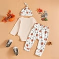 thumbnail image 7 of mgoYE Halloween Baby Boy Clothes My First Halloween Baby Boy Outfit Long Sleeve Pumpkin Romper Pants Set with Beanie Hat Newborn Boy Fall Clothes(White,6-12 Months), 7 of 7