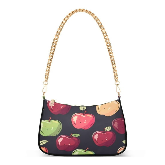 One Shoulder Chain Handbag 7.1x11x2.8in Women's Hobo Handbags Tote Handbags Shoulder Handbags Card Bag Cash Bag Key Bag Black Apple