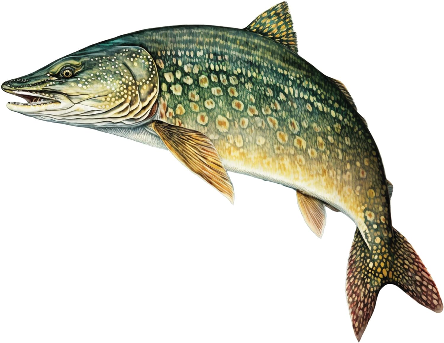 Fish Wall Decals - Brown Trout, Walleye, Yellow Perch, Northern Pike - Wall Stickers - Fly Fishing Decor