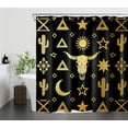 thumbnail image 3 of HVEST Black Western Shower Curtain with Boho Cactus and Bull Skull Design - Geometric Pattern Bathroom Decor, Waterproof Polyester Fabric, Includes 12 Hooks, 72x72 Inches, 3 of 8