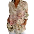 thumbnail image 2 of Womens T Shirt Elegant Comfort Printed Button Front Floral Pattern Beach Essentials for Women,Pink,L, 2 of 5