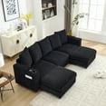 thumbnail image 2 of U-shaped Combination Couch, Sectional Modular Sofa For Living Room, 3-seater Upholstered Sofa With Ottoman, Console Included, 2 of 7