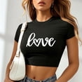 thumbnail image 2 of Plebaso T-Shirts Graphiques Courts pour Femmes Manches Courtes Imprimé Slim Col Rond T-Shirts d'Été Décontractés pour Femmes, 2 of 5