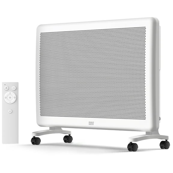 Restored Convection Panel Heater 1500W - Silent, Portable/Wall-Mount, with Thermostat, Timer & Remote (Refurbished)