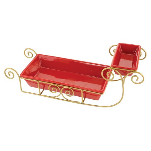 Kovot Ceramic Santa Sleigh Snack Serving Dish Set