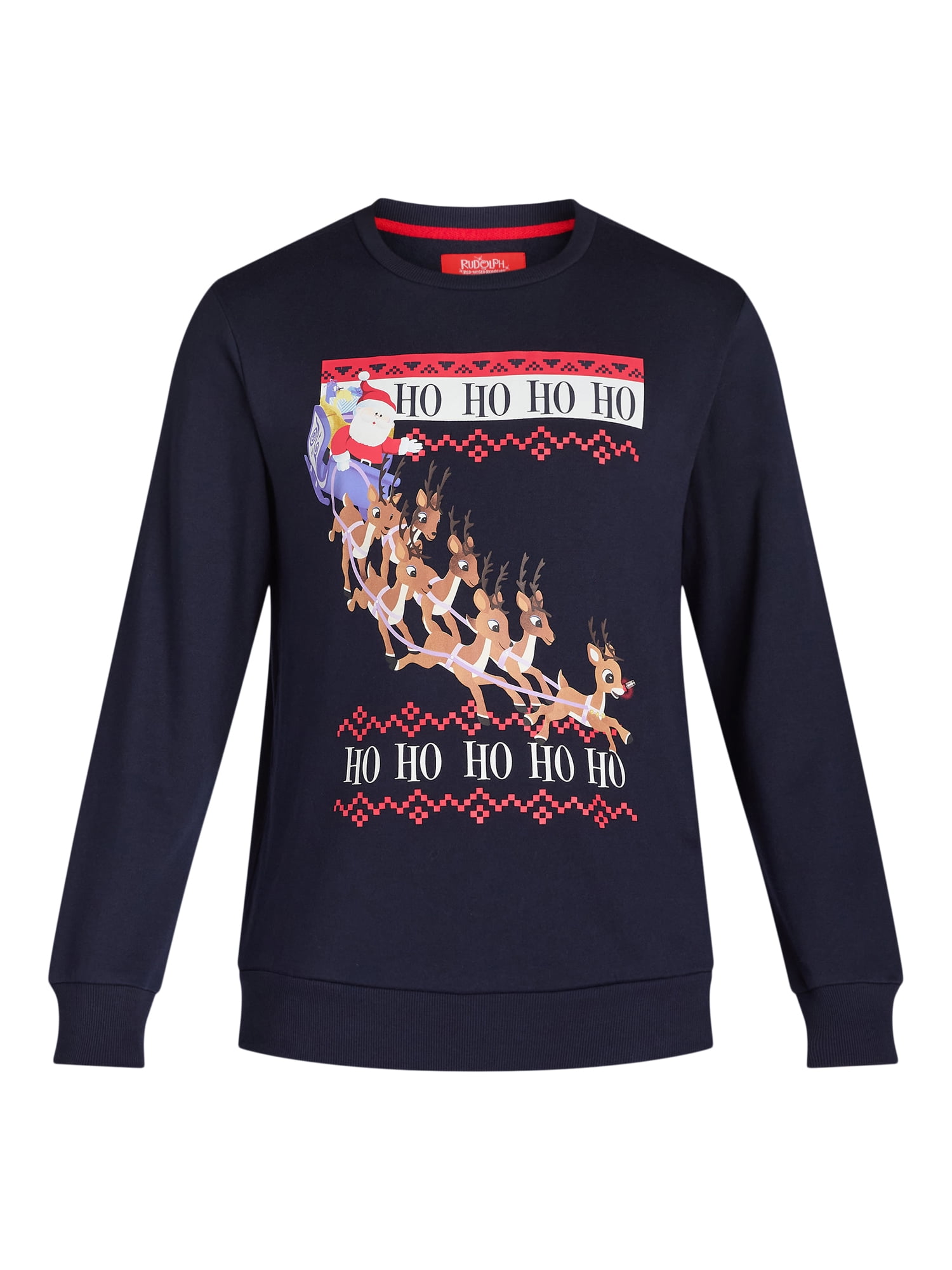 Rudolph Men's & Big Men's Ugly Christmas Guide My Sleigh Light Up Sweatshirt, Sizes S-3XL
